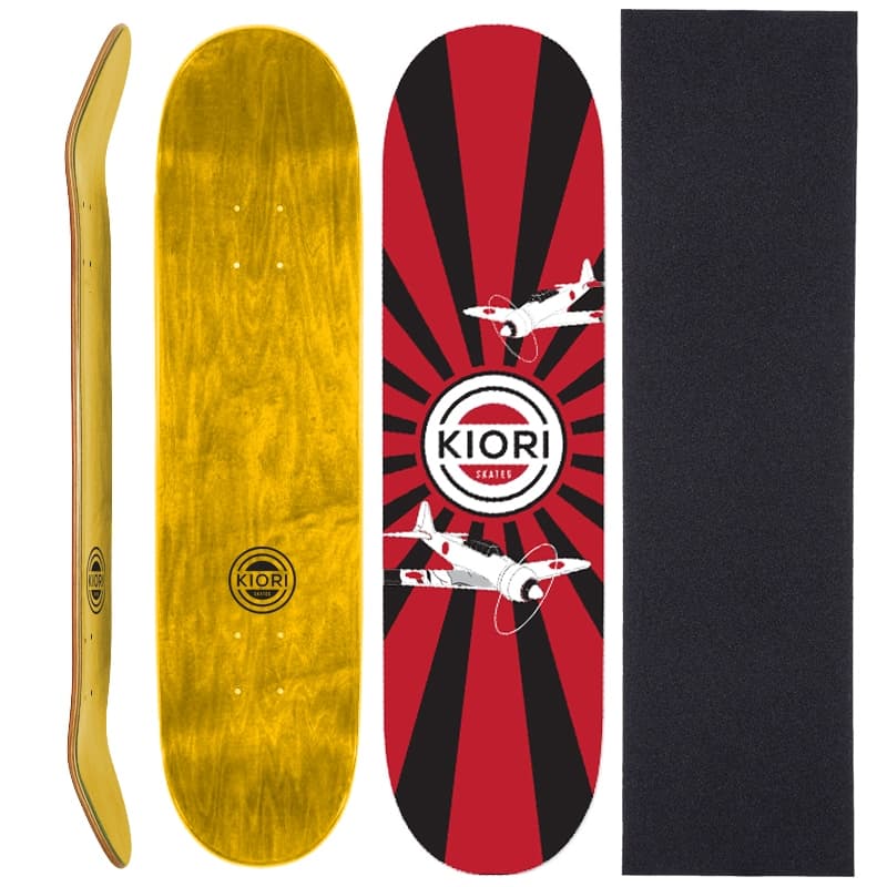Shape de Skate com Lixa - Kiori Skates - Kamikaze Flag Black 8.5"