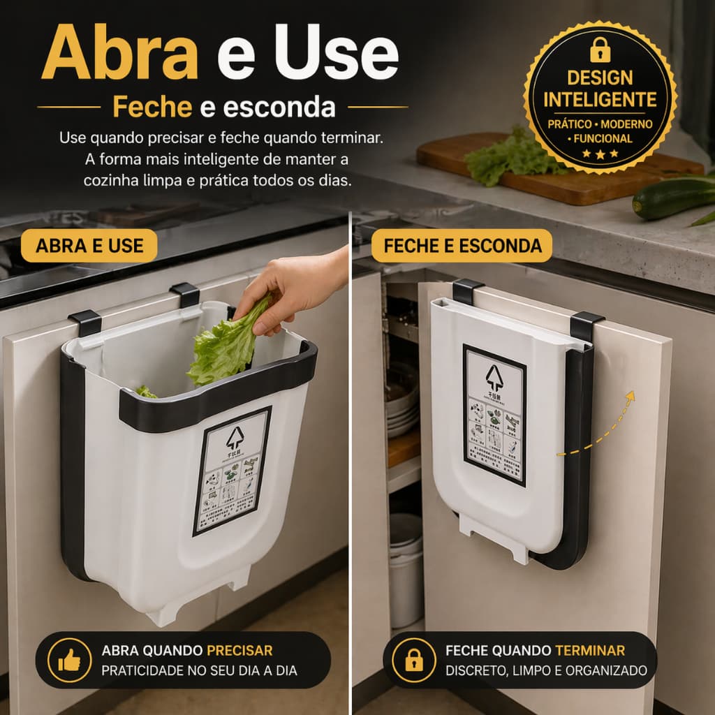 Lixeira Retratil Dobravél Organizadora Cozinha Comportamento Extensível Compacta
