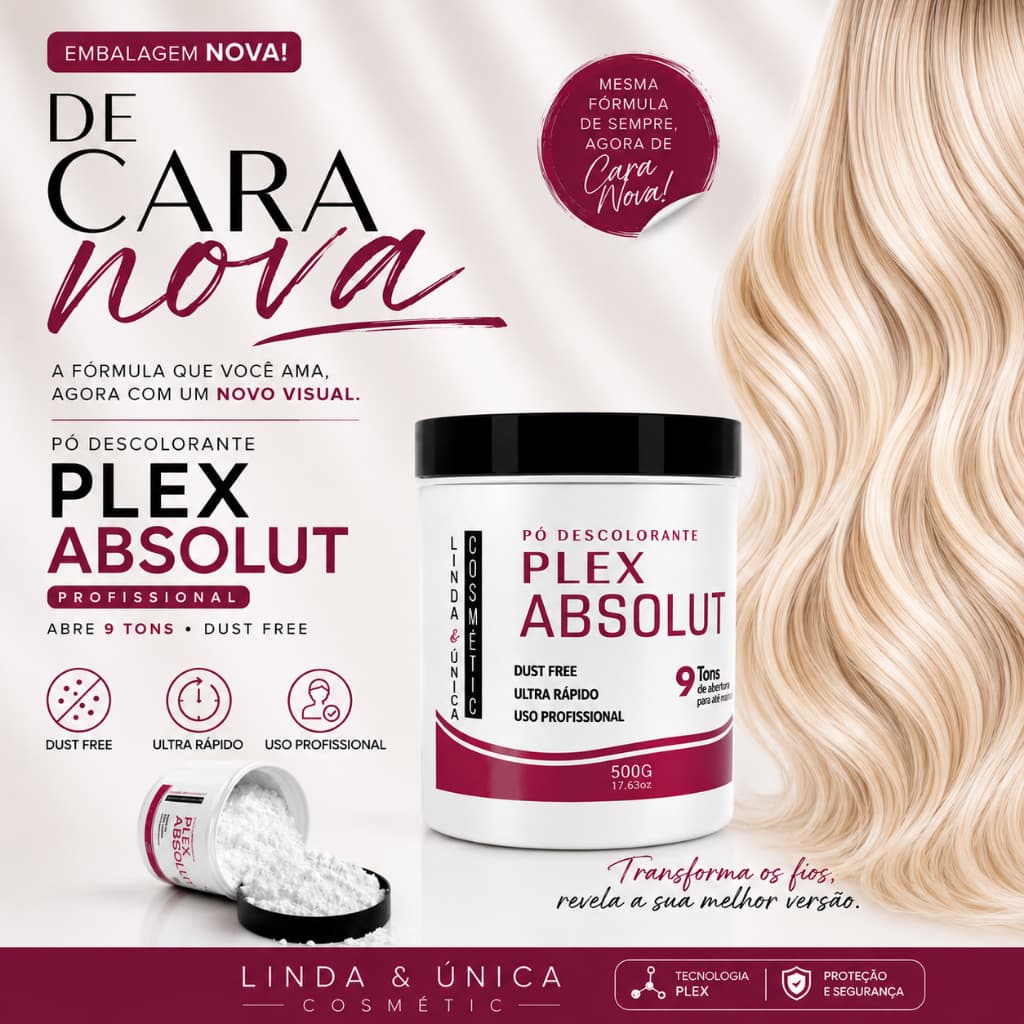 Kit Com 04 Pó Descolorante Plex 9 Tons 500g Linda & Única