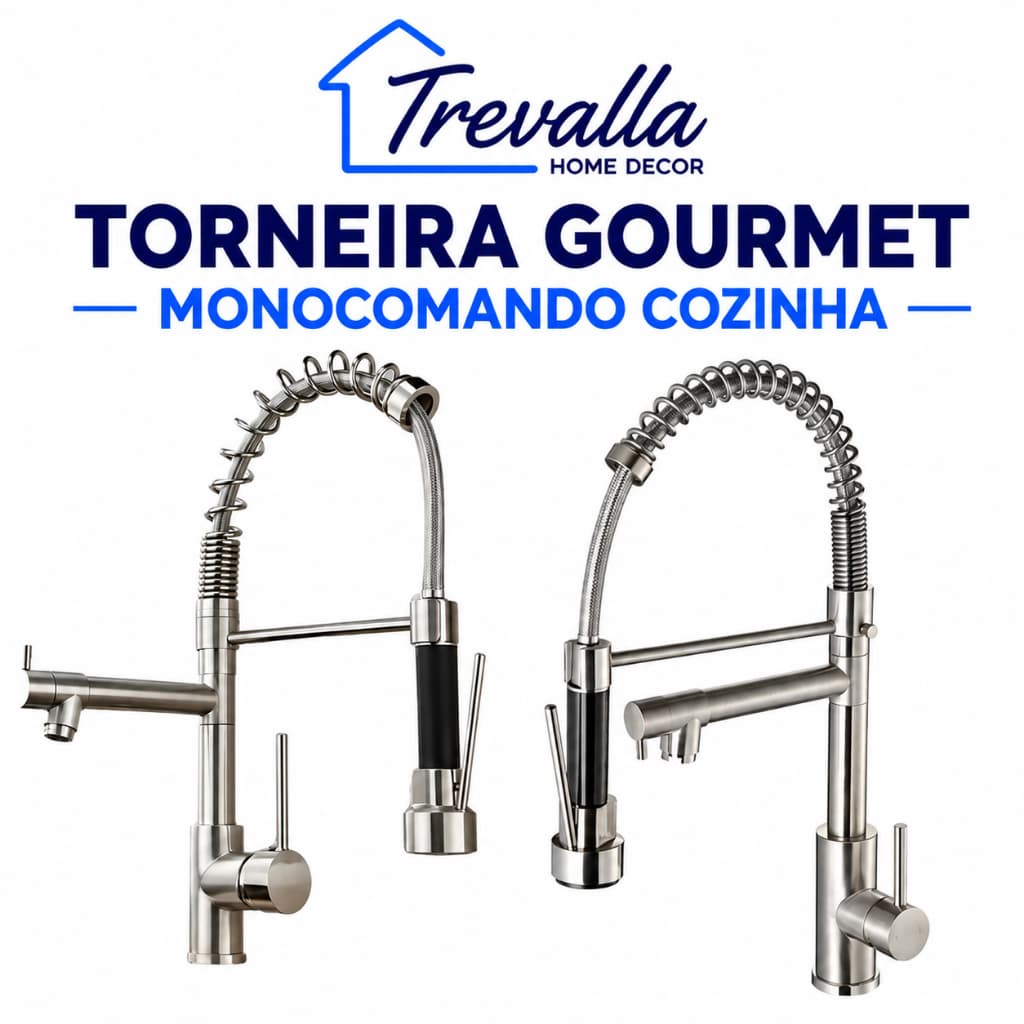 Torneira Gourmet Monocomando Cozinha Bitlar Inox 304 Fosca Bica Móvel Giratória 360° Alta Pressão