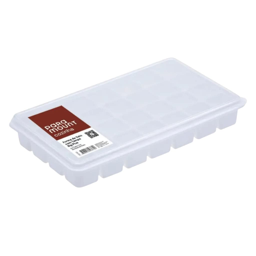 Forma de Gelo com 28 Cavidades de Plástico com Tampa Big Plus 30 x 18 cm