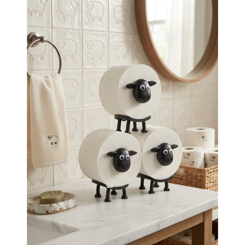 Suporte Porta Papel Higiênico Ovelha Divertido Decoração Banheiro rebanho fiel