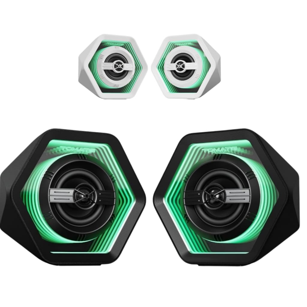 Caixa de Som Gamer Bluetooth Tomate Para PC Computador Notebook Som Potente 50W RGB LED P2 Graves