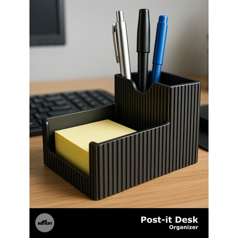 Organizador De Mesa Ripado Porta Canetas E Bloco De Notas Postit Suporte Porta Objetos Escritorio Home Office Decorativo