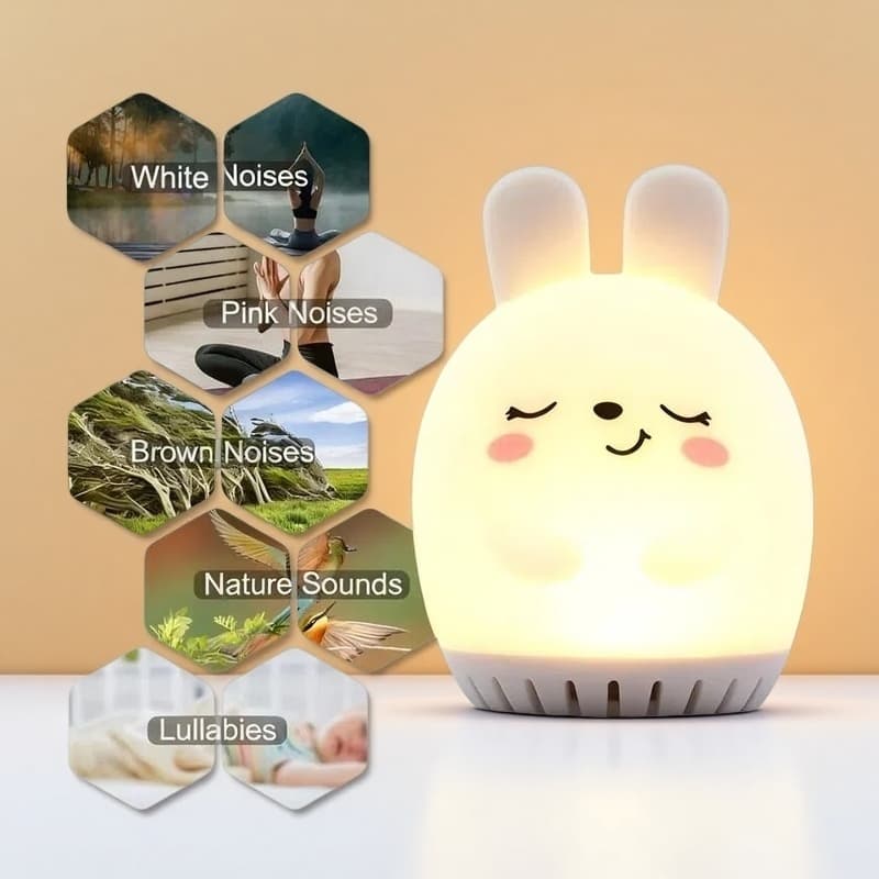 Máquina de Ruído Branco para Crianças, 20 Sons Relaxantes com Luz Noturna e Timer – Acalma e Melhora o Sono do Bebê