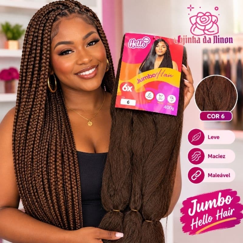 Jumbo Hello Hair Para Tranças Pacote 400 Gr Box Braids Gypsy Braids