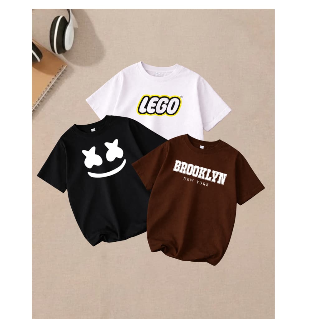 Kit 3 Camiseta Infantil Masculino  Estampada Lego  Camisa 100% Algodão Tamanho 4 Ao 16
