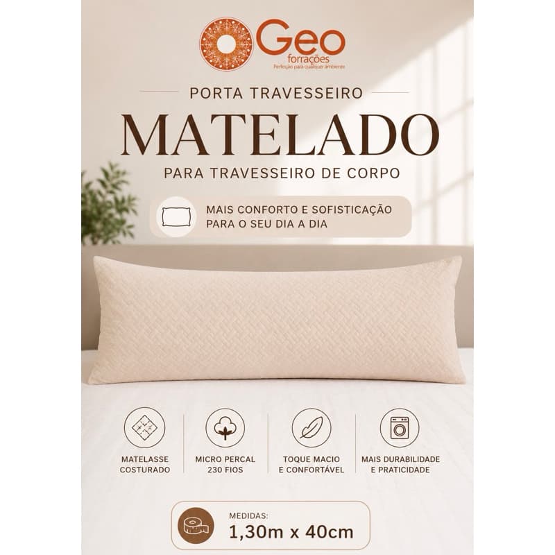 Porta Travesseiro Matelado para Travesseiro de Corpo – Micropercal 230 Fios