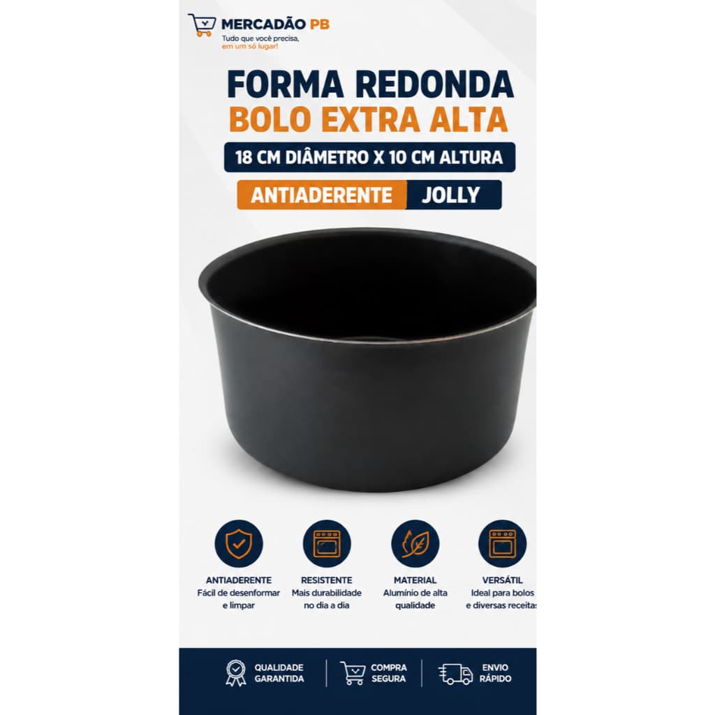 Forma Redonda Bolo Extra Alta 18x10 Antiaderente Jolly