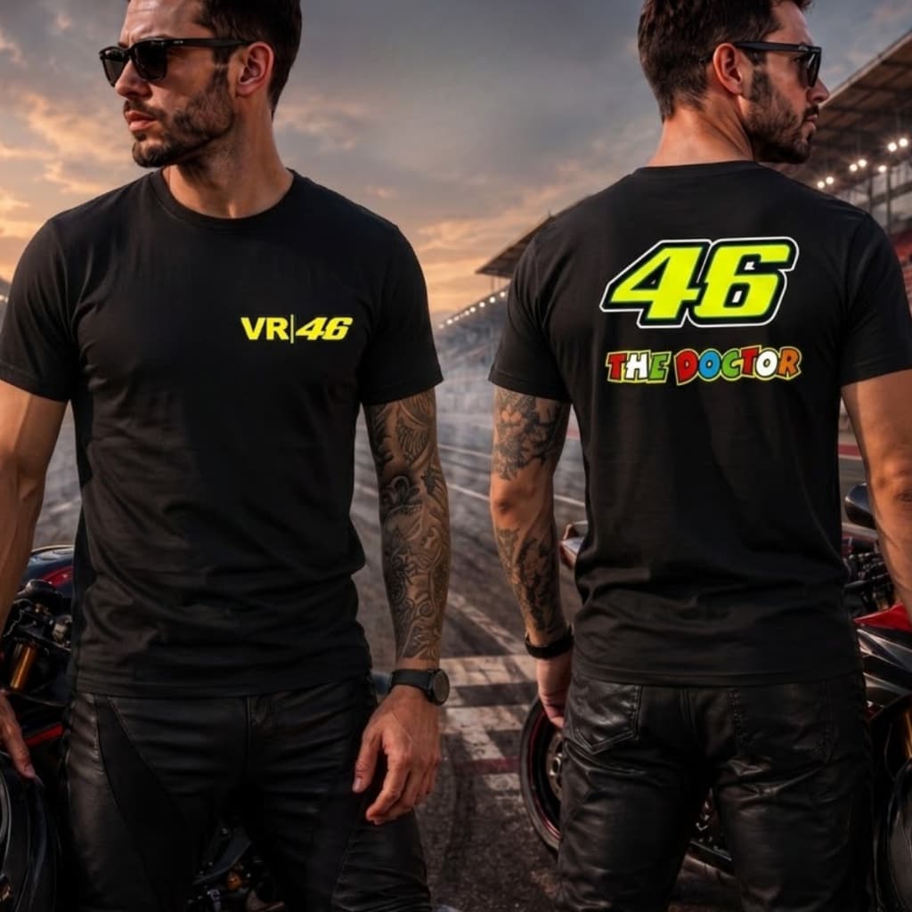 Camiseta Motociclista VR46 Rossi Camisa 100% Algodão Moto Gp Racing Race Racha
