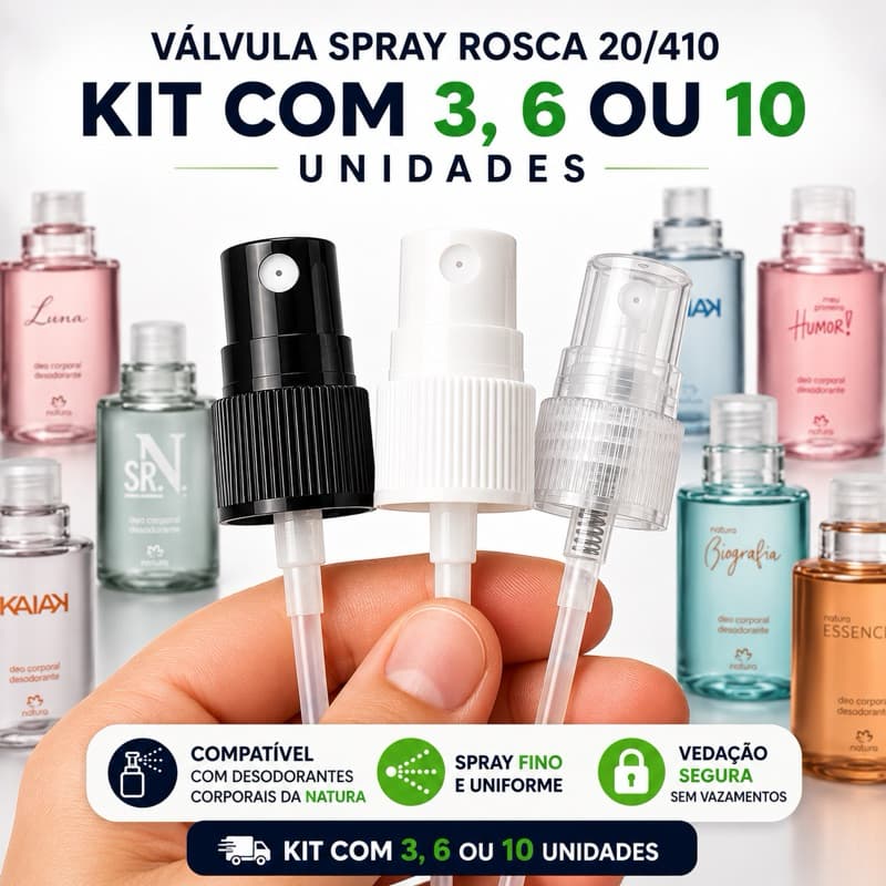 NATURA KIT DE VÁLVULA SPRAY COMPATÍVEIS COM REFIL DESORANTE CORPORAL NATURA 20/410 COLÔNIA CARE BABY