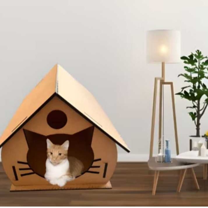 Casinha para pet, gato, cachorro porte pequeno em MDF 6mm CRÚ