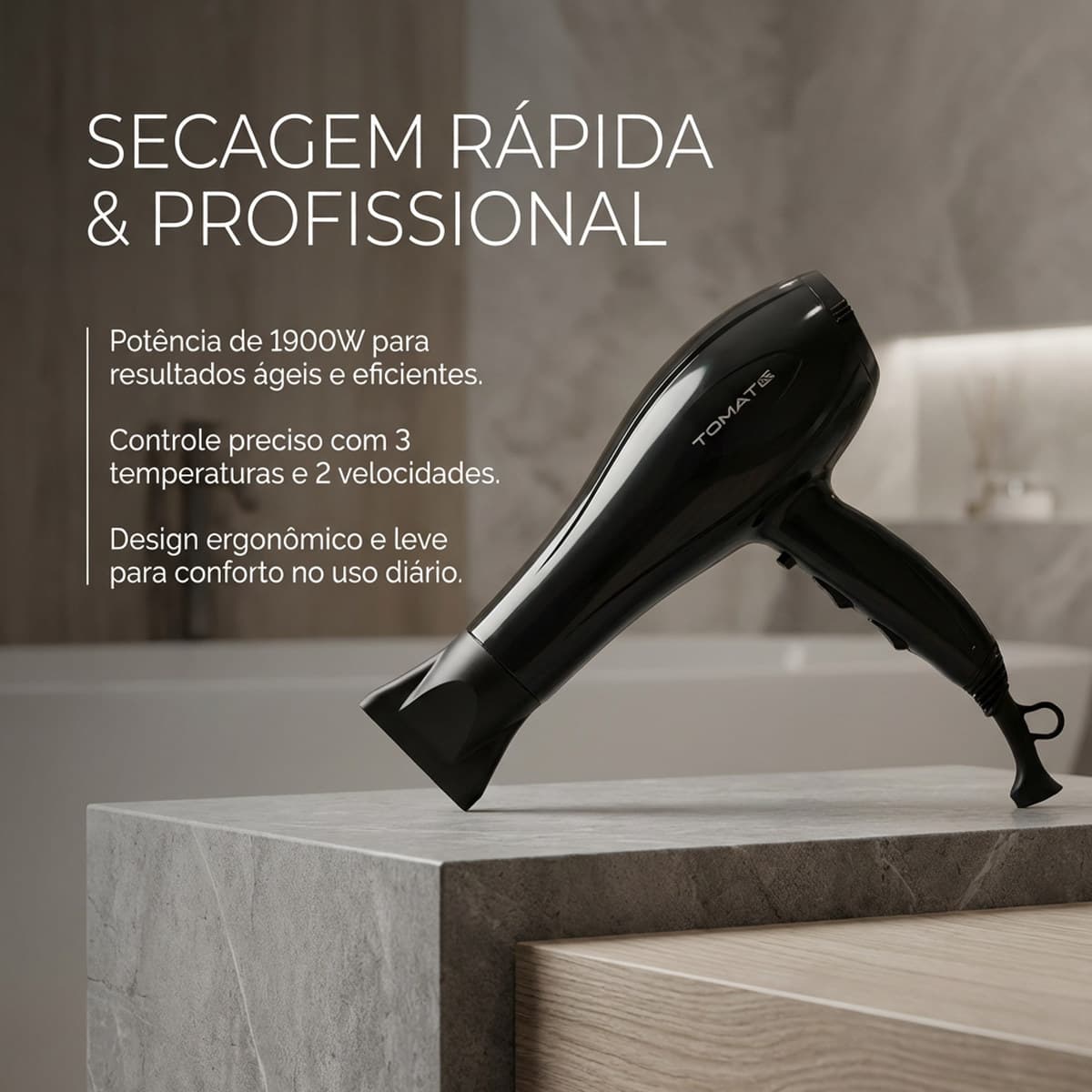 Secador de Cabelo Tomate 110W Leve e Prático para o dia a dia Secagem Rápida Compacto e Funcional