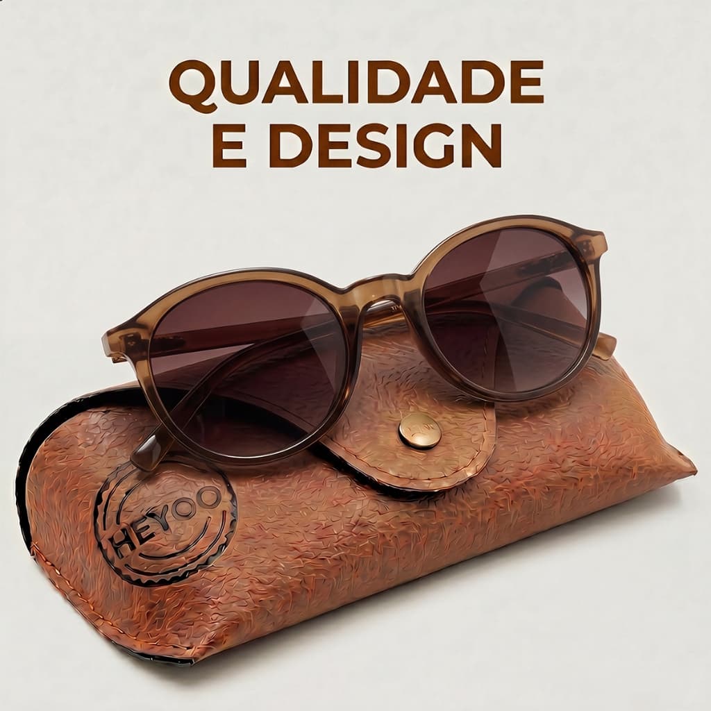 HEYOO Óculos De Sol Redondo Armação Tartaruga Luxo Casual UV400 Lente Degradê Bloqueio UVA UVB Proteção Ocular