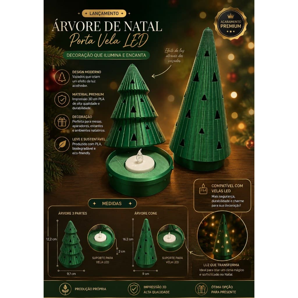 Árvore de Natal Porta-Vela de LED