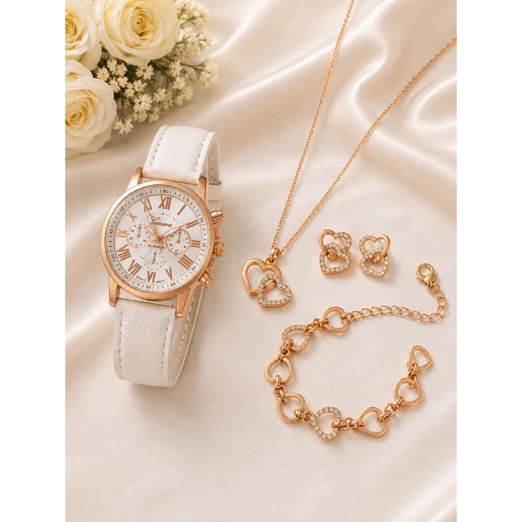 Kit Relógio Feminino Quartzo 32mm Couro PU. Elegância e Versatilidade com Pulseiras Extras