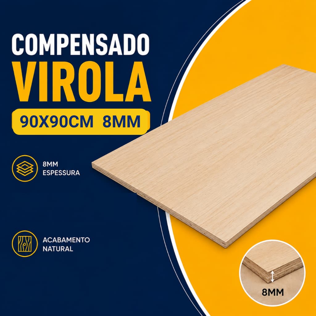 Compensado Virola 1200x30 8mm – Madeira Natural para Móveis e Prateleiras