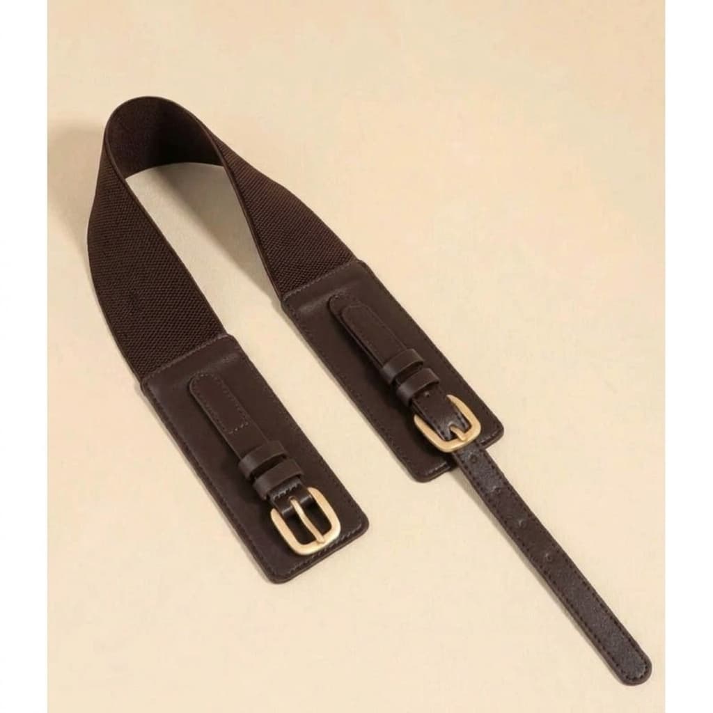 Cinto Elástico Feminino Elegante Retrô Com Fivelas Ajustáveis