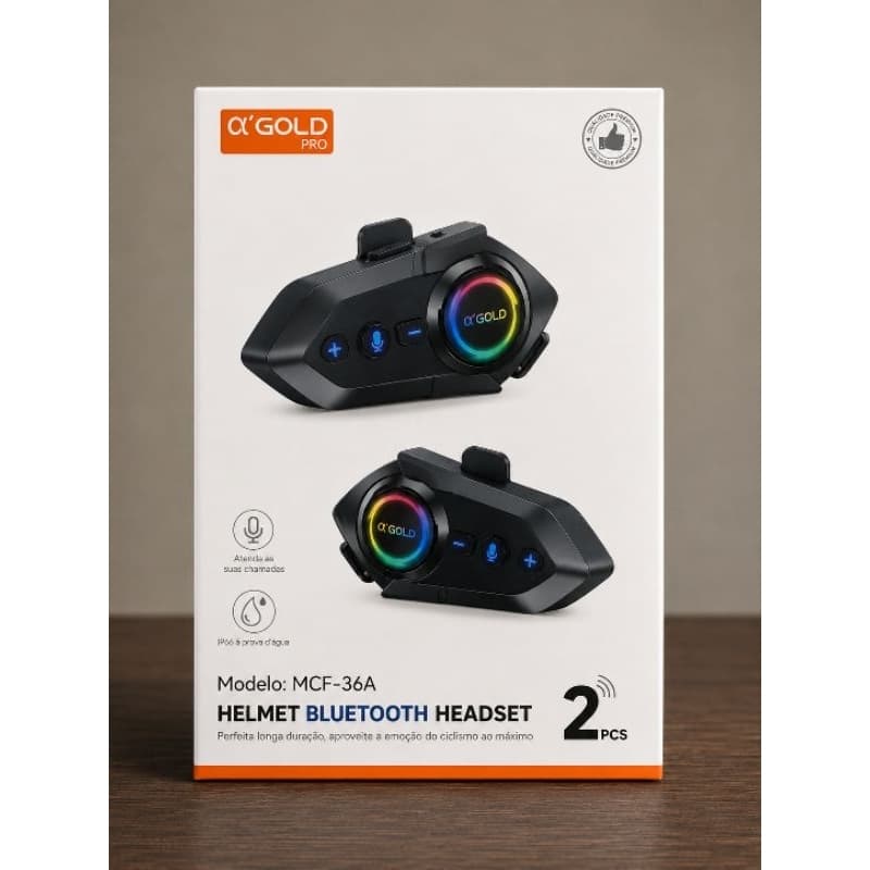 Intercomunicador Bluetooth para Capacete α’GOLD PRO MCF-36A – Kit 2 Unidades