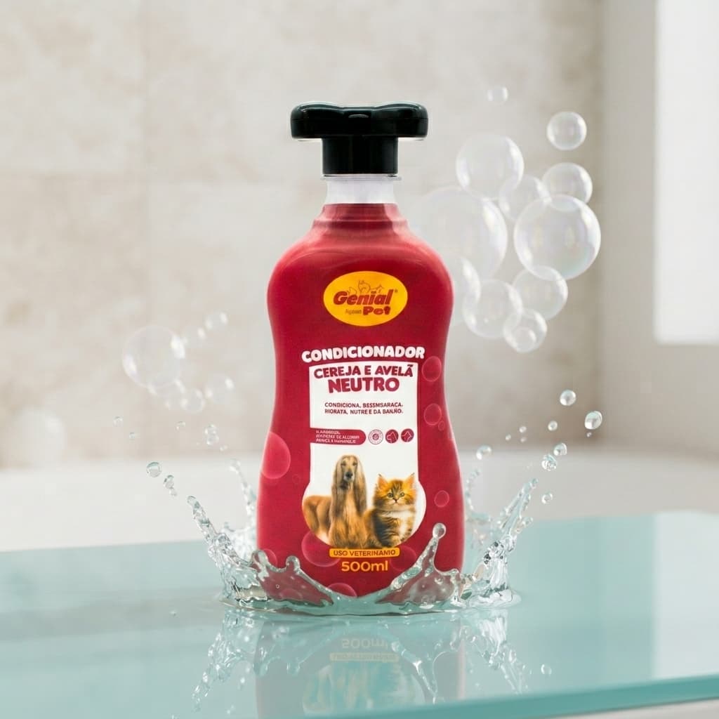 Condicionador Neutro Cereja & Avelã 500ml Genial Pet para Cães e Gatos