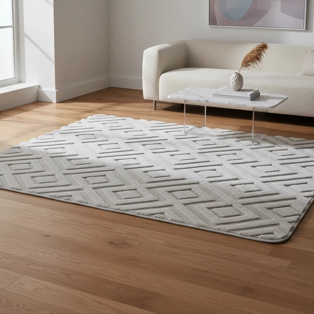 Tapete sala quarto sem pelo com relevo em jacquard macio antiderrapante