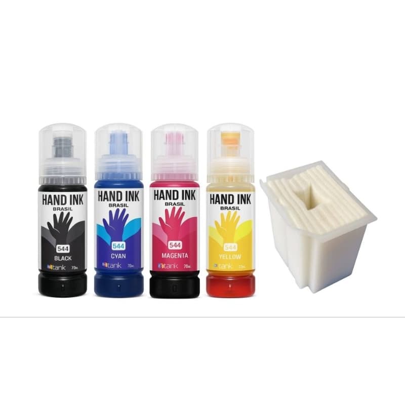 Kit Almofada Esponja com Base + Jogo de Tinta 540/544 Compatível L3110 L3150 L3160 L5190 L3210 L3250