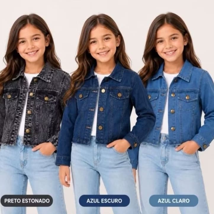 Jaqueta infantil jeans juvenil menina jaqueta criança do 8 ao 16  jaqueta  inverno Jeane jaqueta marmorizada grafite
