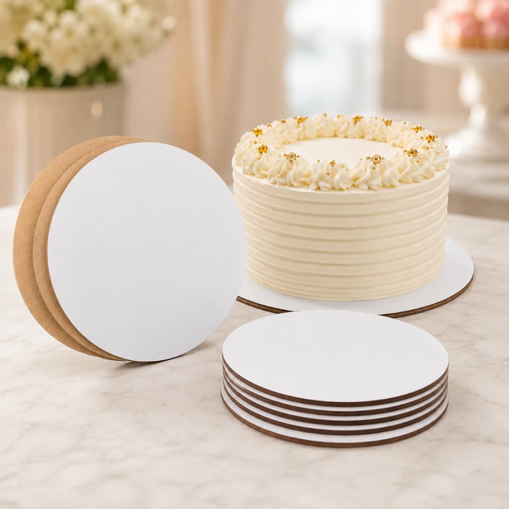 Kit 20 Cake Board Branco Redondo Tabuleiro Bolo MDF