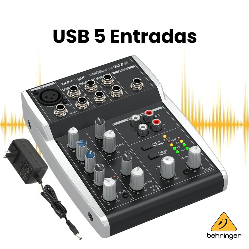 Mesa de Som Profissional Mesa de Som Behringer Xenyx 502S Mixer Som Console