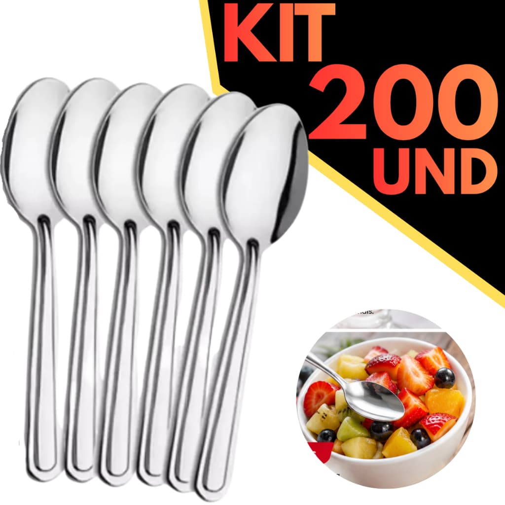 Jogo De Colhers de Sobremesa Aço Inox Talher para Cozinha Restaurante Buffet Mesa Posta Premium