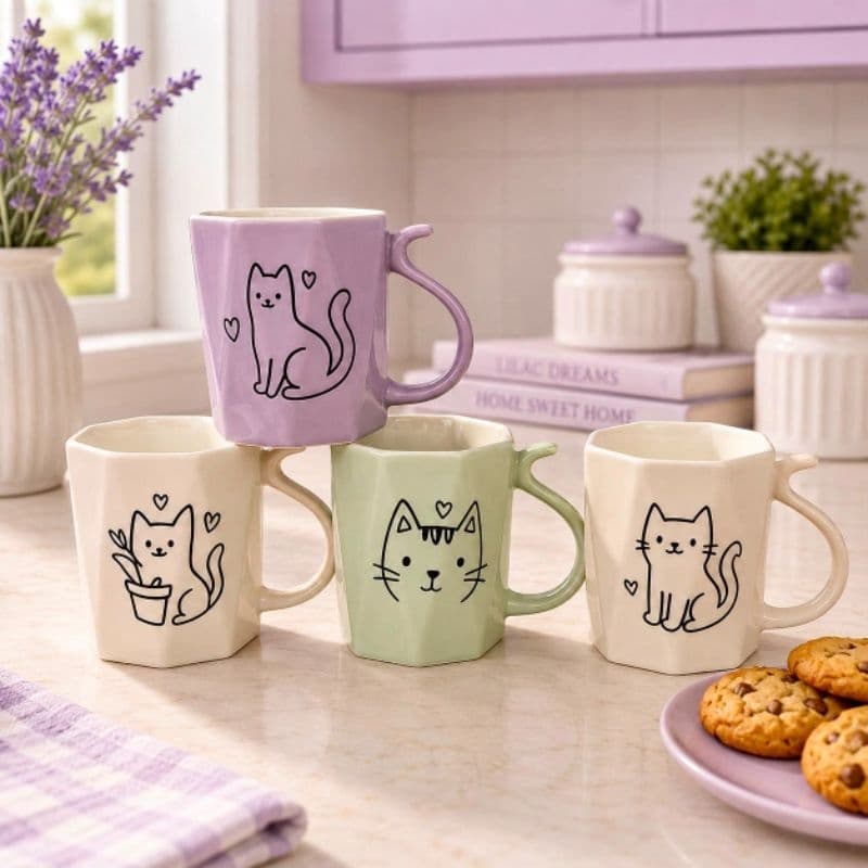 Caneca de Porcelana 430 ml – Estampa de Gatinho