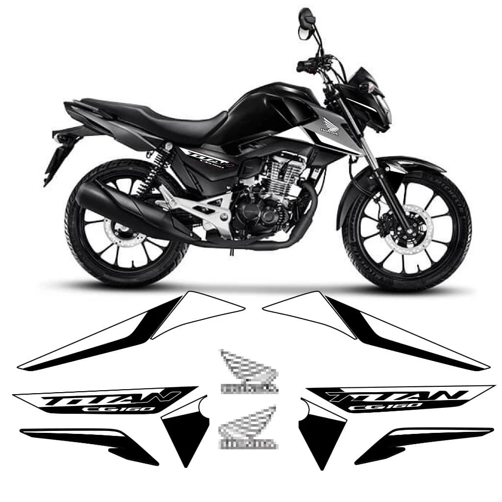 Kit Adesivos Faixas compatível Cg Titan 160 Preta 2025 2026 Várias Cores Personalizadas