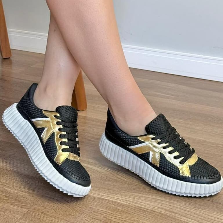 Tênis Feminino Confortável Plataforma Chunky Casual Solado Branco