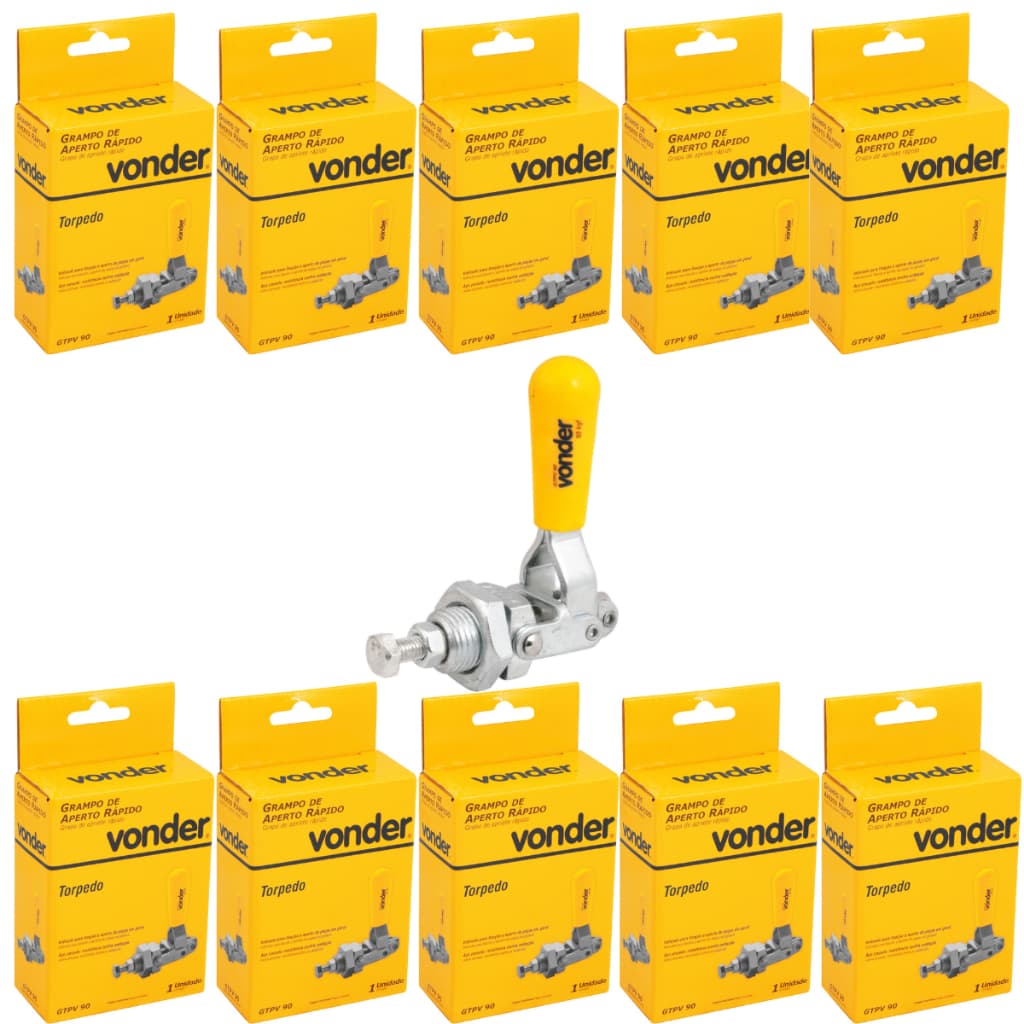 Kit 10 Grampos De Aperto Rápido Tipo Torpedo, Gtpv 90 Vonder