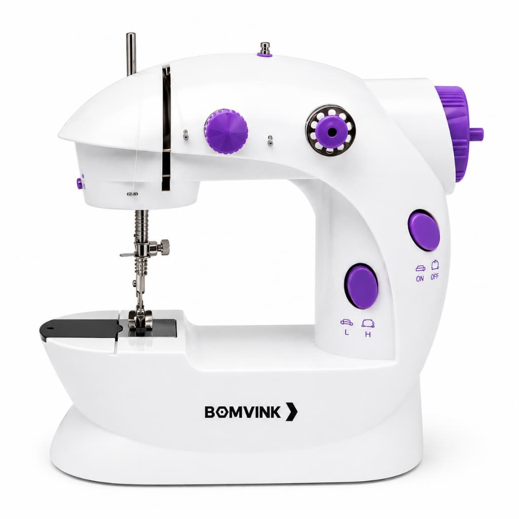 Mini Máquina de Costura Portátil BOMVINK BOM-1505 com Pedal e Luz