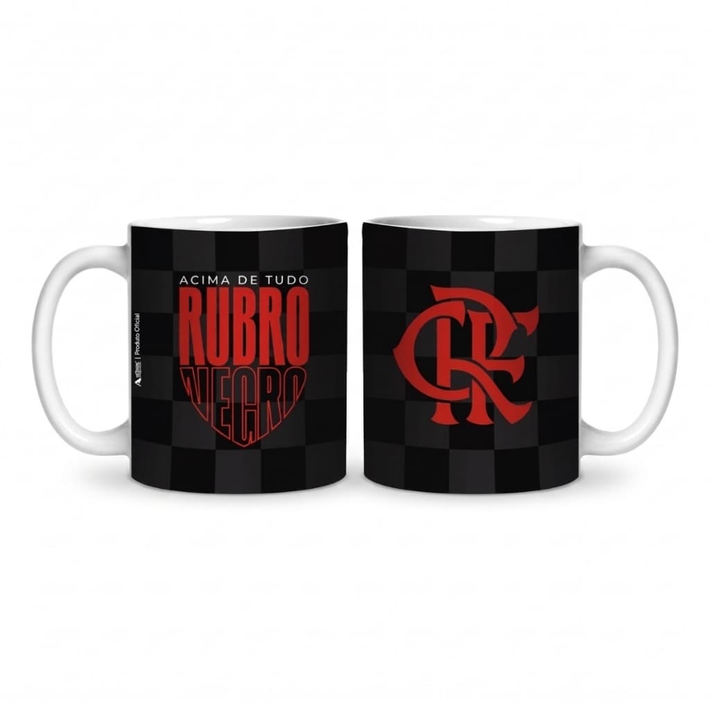 Caneca de Cerâmica Flamengo 300ml Rubro-Negro Oficial – Caneca do Mengão para Café e Bebidas Quentes