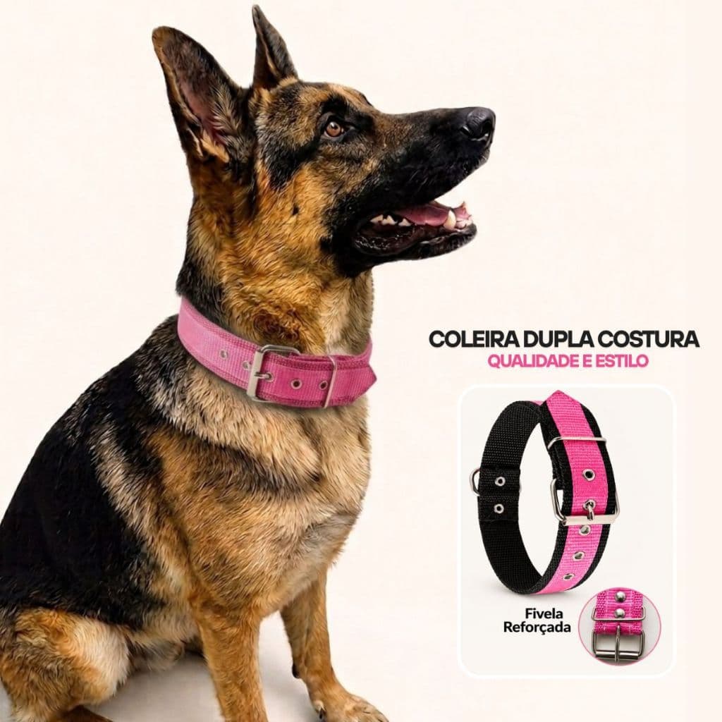 COLEIRA PET DUPLA COSTURA PARA PORTE MEDIOS E GRANDES COLEIRA CACHORROS REFORÇADA