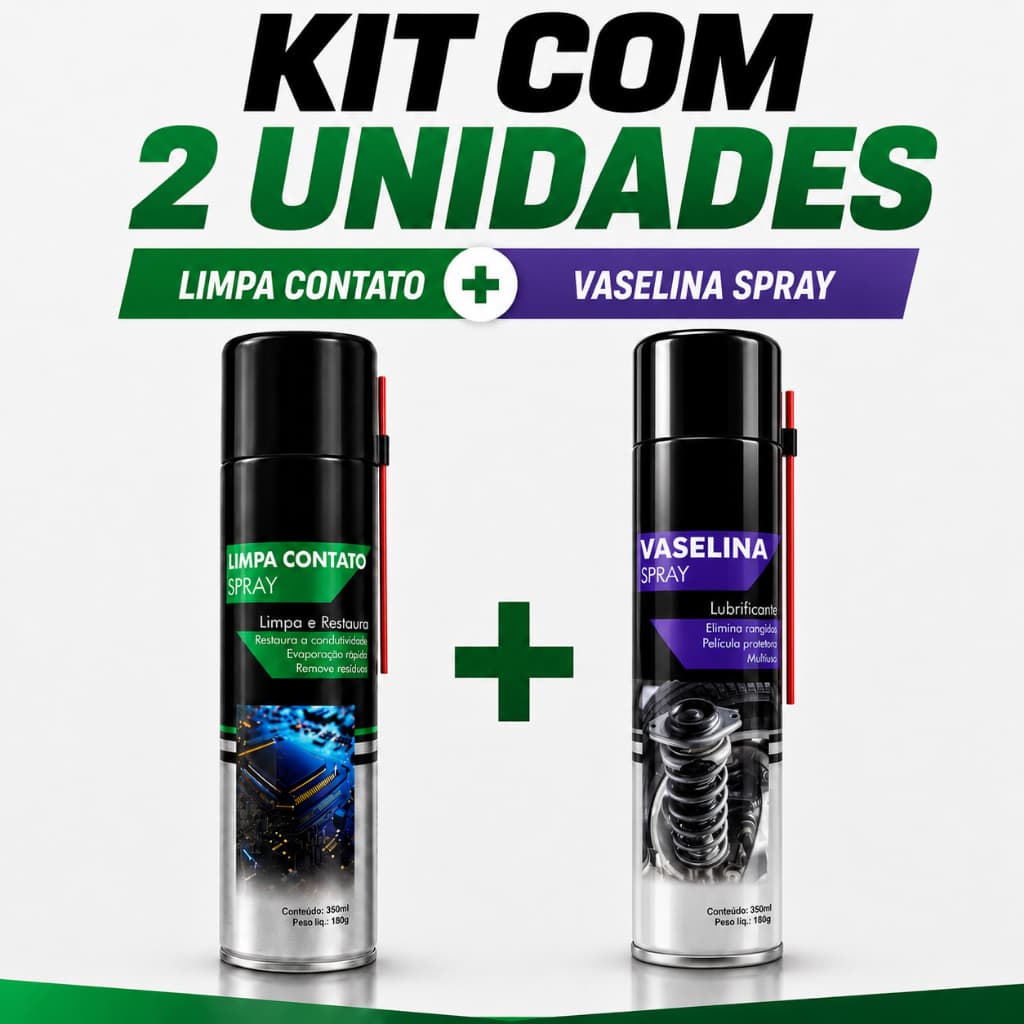 KIT Limpa Contato + Vaselina Spray Lubrificante Multiuso Pelicula Protetora