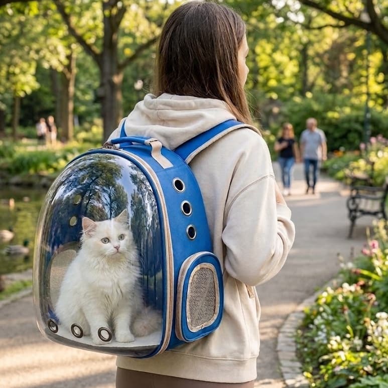 Mochila Pet Transporte para Cães e Gatos Com Visão Ampla e Saida para Respiração