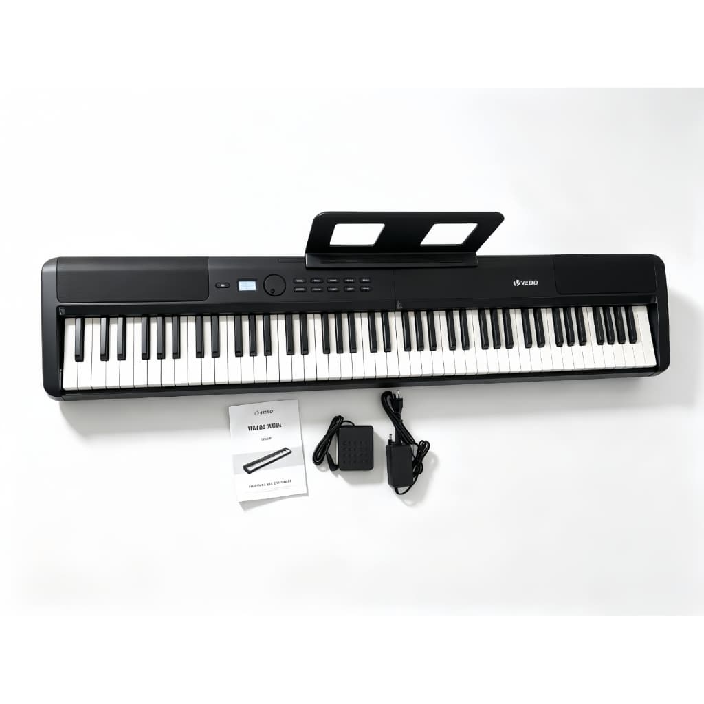 Piano digital dobrável de 88 teclas com peso progressivo, bateria de lítio de 2.000 mAh + dois alto-falantes de 25 W, co