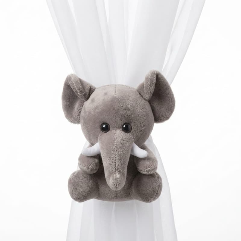 1 Prendedor De Cortina Safari Pelúcia Urso Leão,girafa,onça e elefante Bebê Quarto Infantil