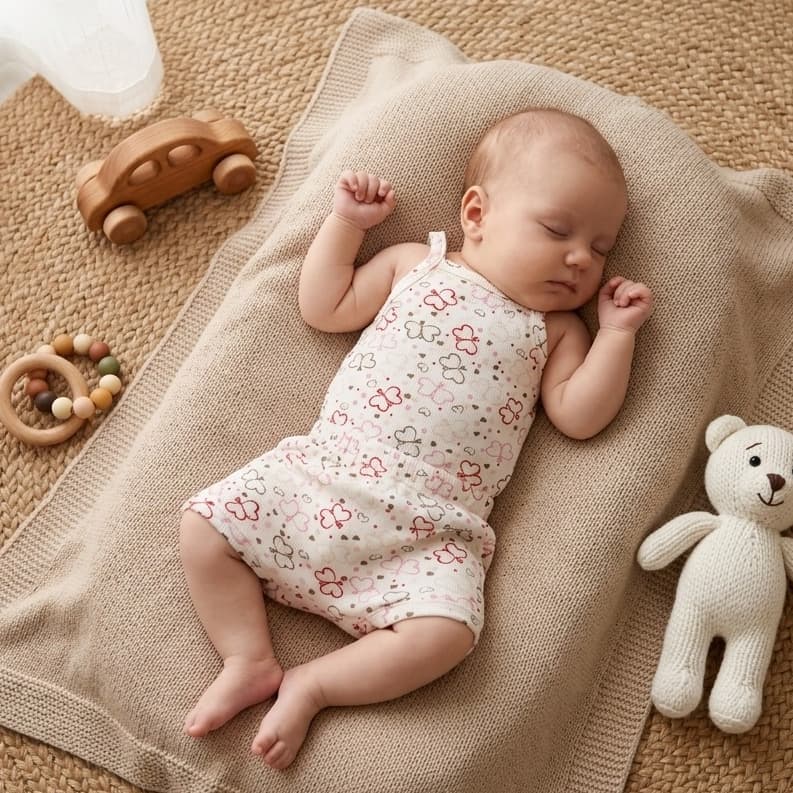 Body de Alcinha e Short Estampado Algodão Canelado de Calor