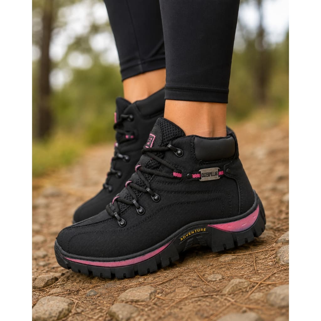 Bota Adventure Feminina Caterpillar Original Coturno Trilha Solado Borracha Colado e Costurado