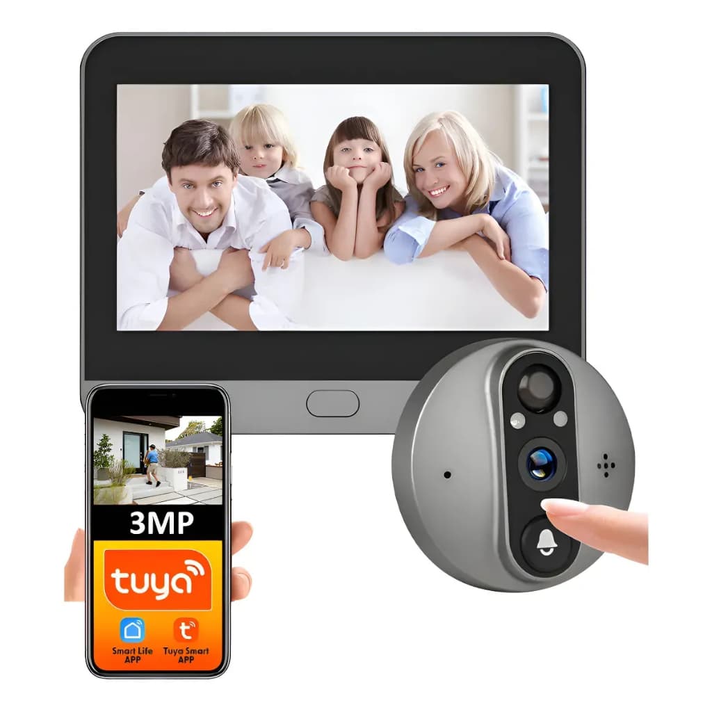 Olho Mágico Digital Wi-Fi Tuya ED300PA Câmera 3MP Tela LCD HD