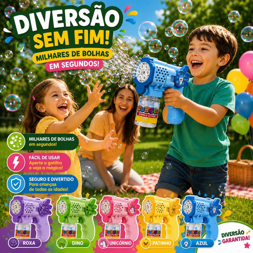 Brinquedo Arminha De Sabão Lança Bolha De Sabão Pistola com Luz