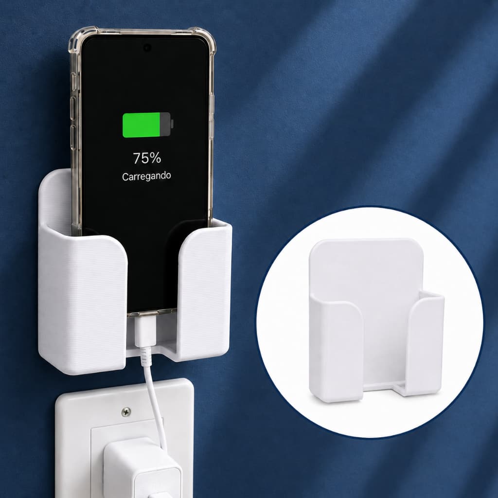 Suporte para Carregar Celular e Controle Remoto de Parede Até 3 Unidades Adesivo