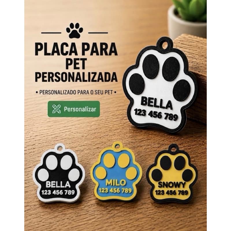 Tag Personalizada para Pet – Nome e Telefone