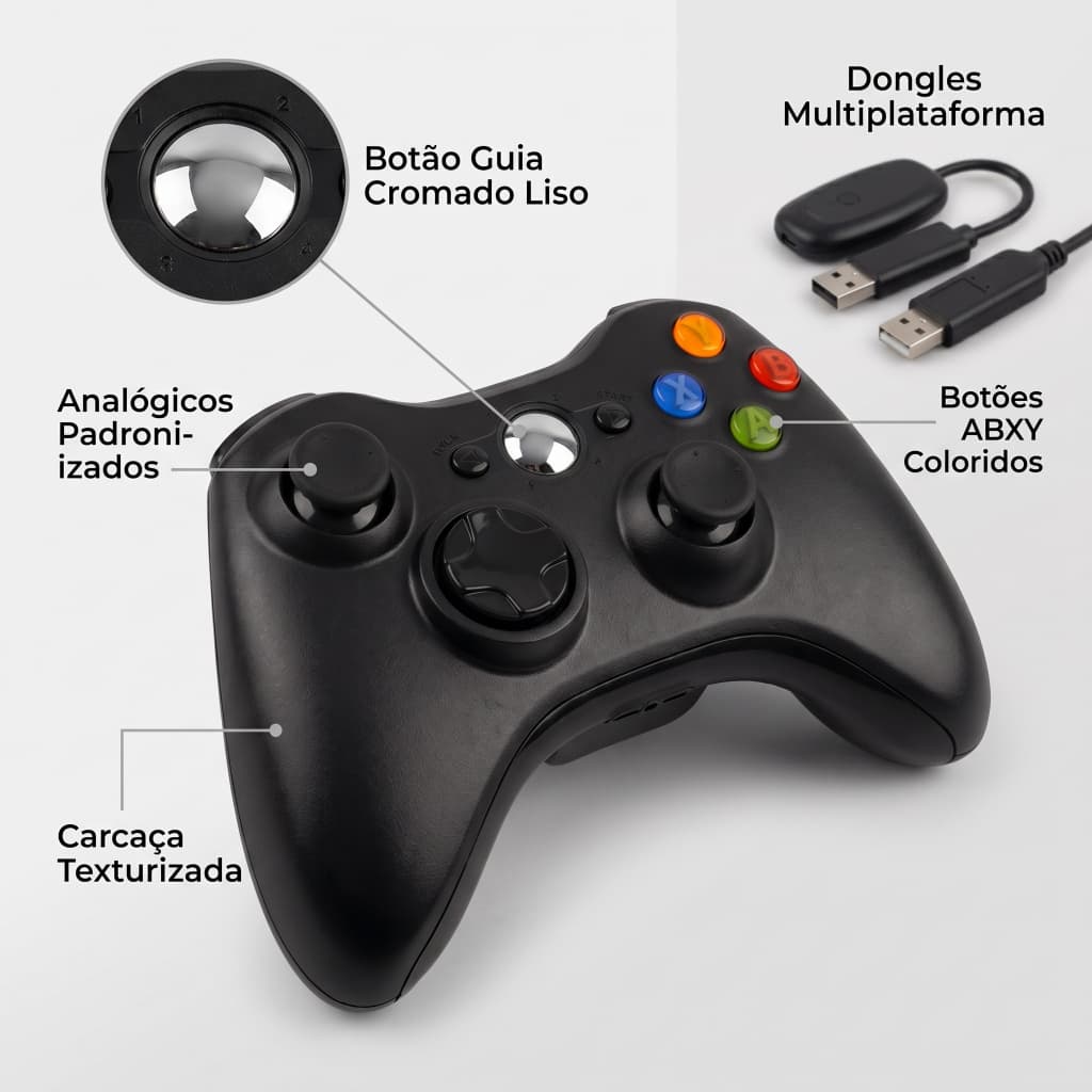 Controle Sem Fio Universal Plug And Play Para Xbox 360 Ps3 Pc E Celular Android