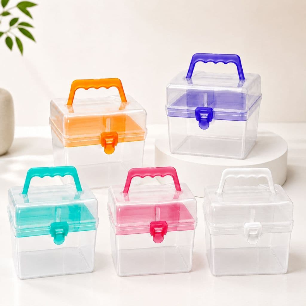 Mini Maleta Organizadora De Plástico Resistente  Multiuso Para Maquiagem E Acessórios