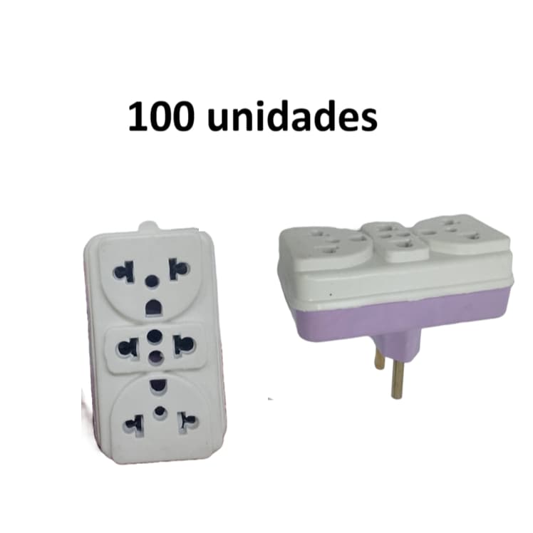 Adaptador benjamim triplo pino central- KIT COM 100 ou 50 unidades - kit revendedores
